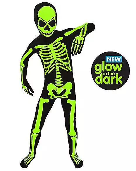 Kids Glow In The Dark Skeleton Morphsuit Costume 1 Kids Glow In The Dark Skeleton Morphsuit Costume