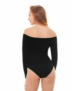 Off The Shoulder Black Bodysuit -Cosplay Shop 01392307 b