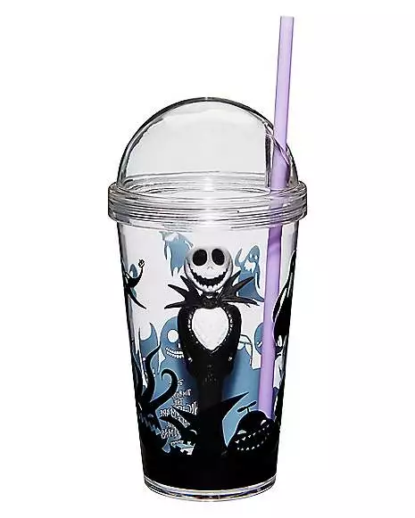 Jack Skellington Cup With Straw - Nightmare Before Christmas 1 Jack Skellington Cup With Straw - Nightmare Before Christmas