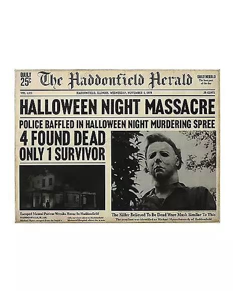 Michael Myers Haddonfield Herald Sign - Halloween 1 Michael Myers Haddonfield Herald Sign - Halloween