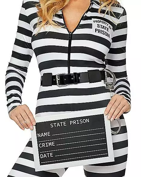 Adult Jailbird Catsuit Costume 4 Adult Jailbird Catsuit Costume - Image 4