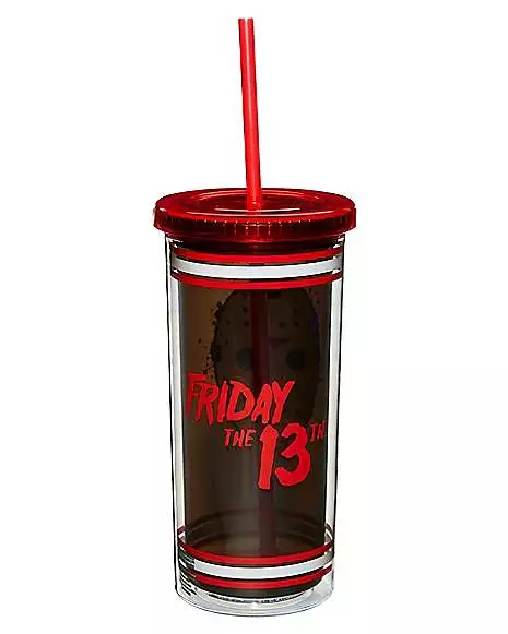 Jason Voorhees Jersey Cup With Straw 20 Oz. - Friday The 13th 2 Jason Voorhees Jersey Cup With Straw 20 Oz. - Friday The 13th - Image 2
