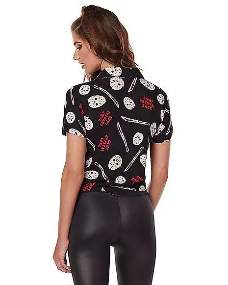 Jason Voorhees Tie Front Shirt - Friday The 13th 2 Jason Voorhees Tie Front Shirt - Friday The 13th - Image 2