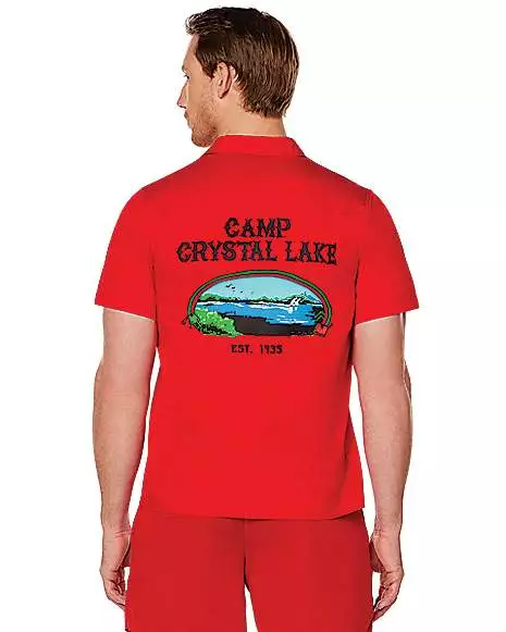 Adult Camp Crystal Lake Button Down Shirt - Friday The 13th 2 Adult Camp Crystal Lake Button Down Shirt - Friday The 13th - Image 2