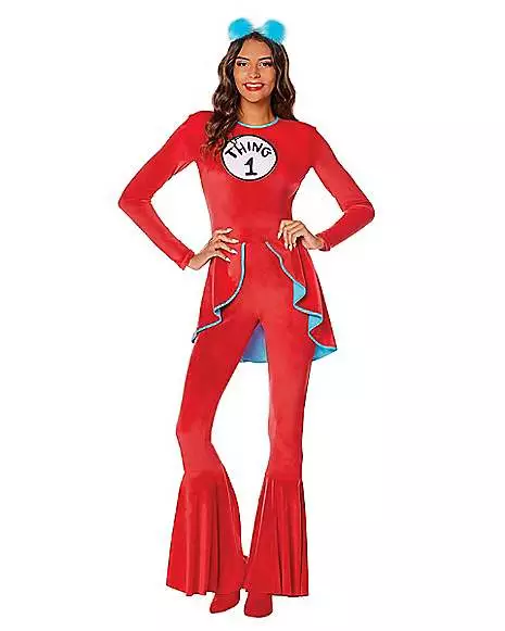 Adult Thing 1 And Thing 2 Bell Bottom Costume - Dr. Seuss 1 Adult Thing 1 And Thing 2 Bell Bottom Costume - Dr. Seuss