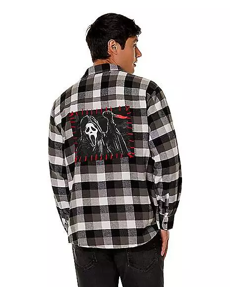 Adult Ghost Face Flannel Shirt 2 Adult Ghost Face Flannel Shirt - Image 2