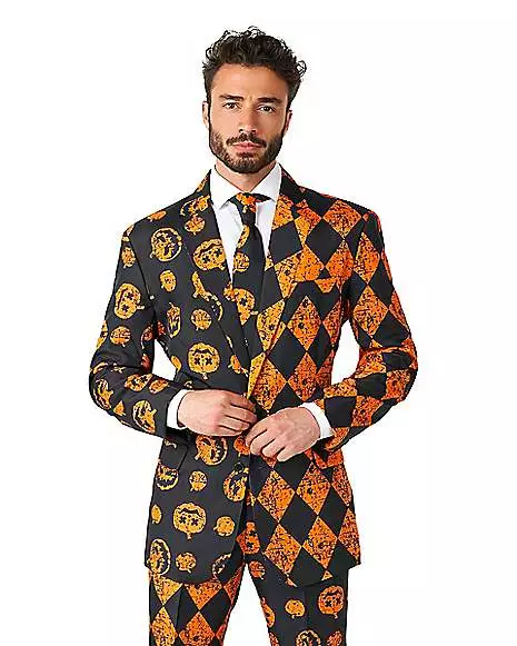 Adult Distressed Pumpkin Party Suit 1 Adult Distressed Pumpkin Party Suit