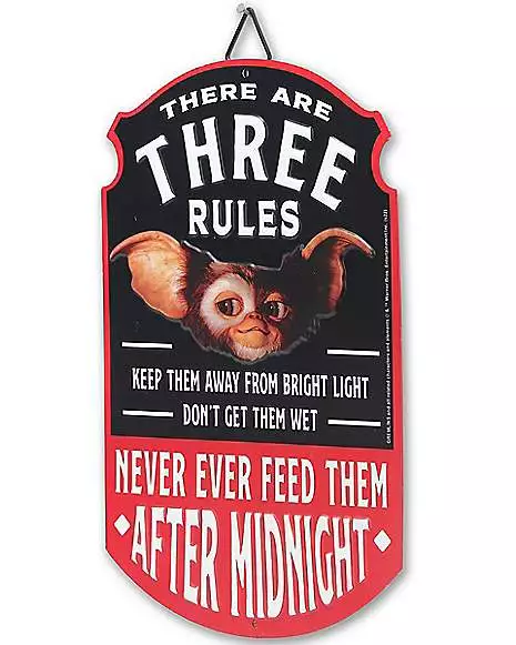Three Rules Gizmo Sign - Gremlins 2 Three Rules Gizmo Sign - Gremlins - Image 2