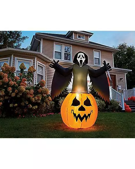 6 Ft Light-Up Ghost Face Inflatable 2 6 Ft Light-Up Ghost Face Inflatable - Image 2
